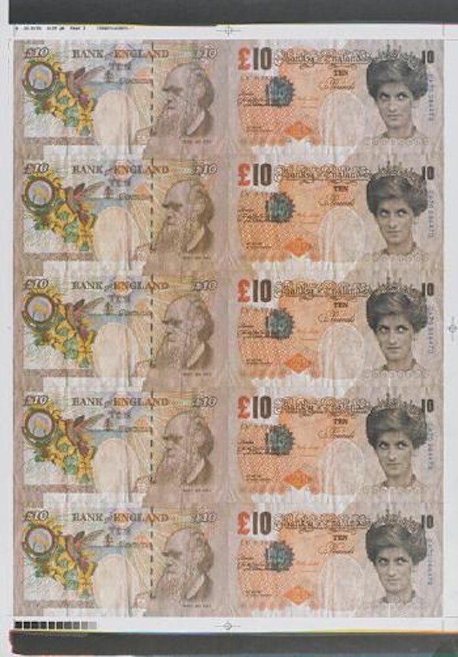 Di-faced tenners by Banksy