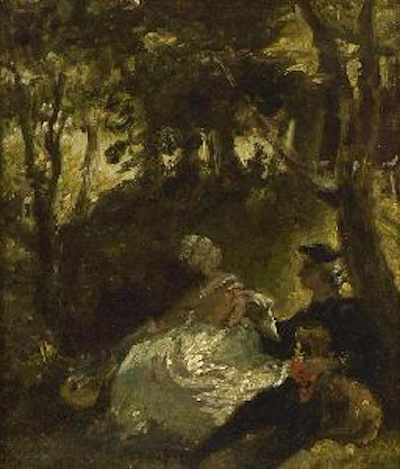 Sitzendes Paar im Wald by Carl Spitzweg
