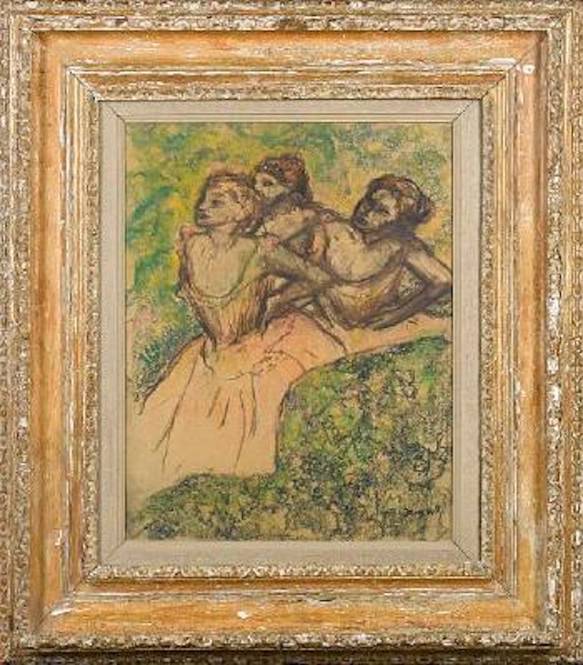 Trois danseuses - un dessin rehaussé by Edgar Degas