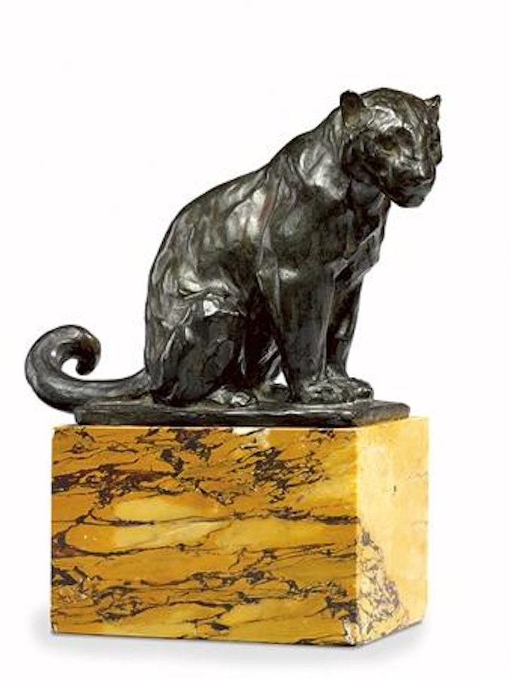 Jaguar assis, la queue en mouvement by Rembrandt Bugatti