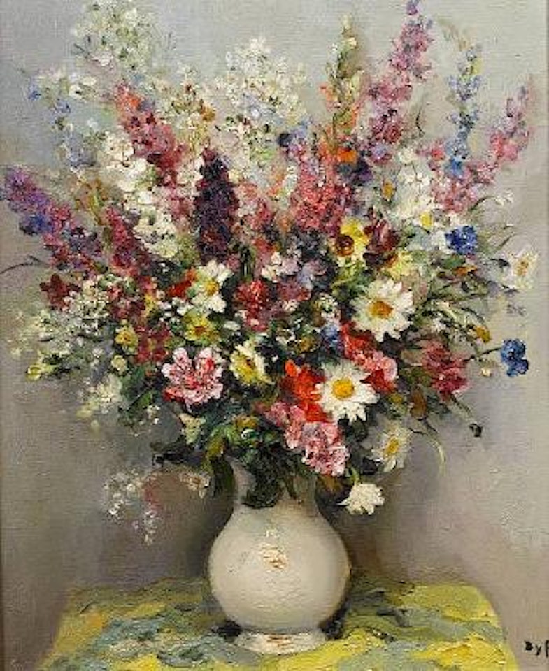 Summer flowers in a translucent vase by Marcel Dyf