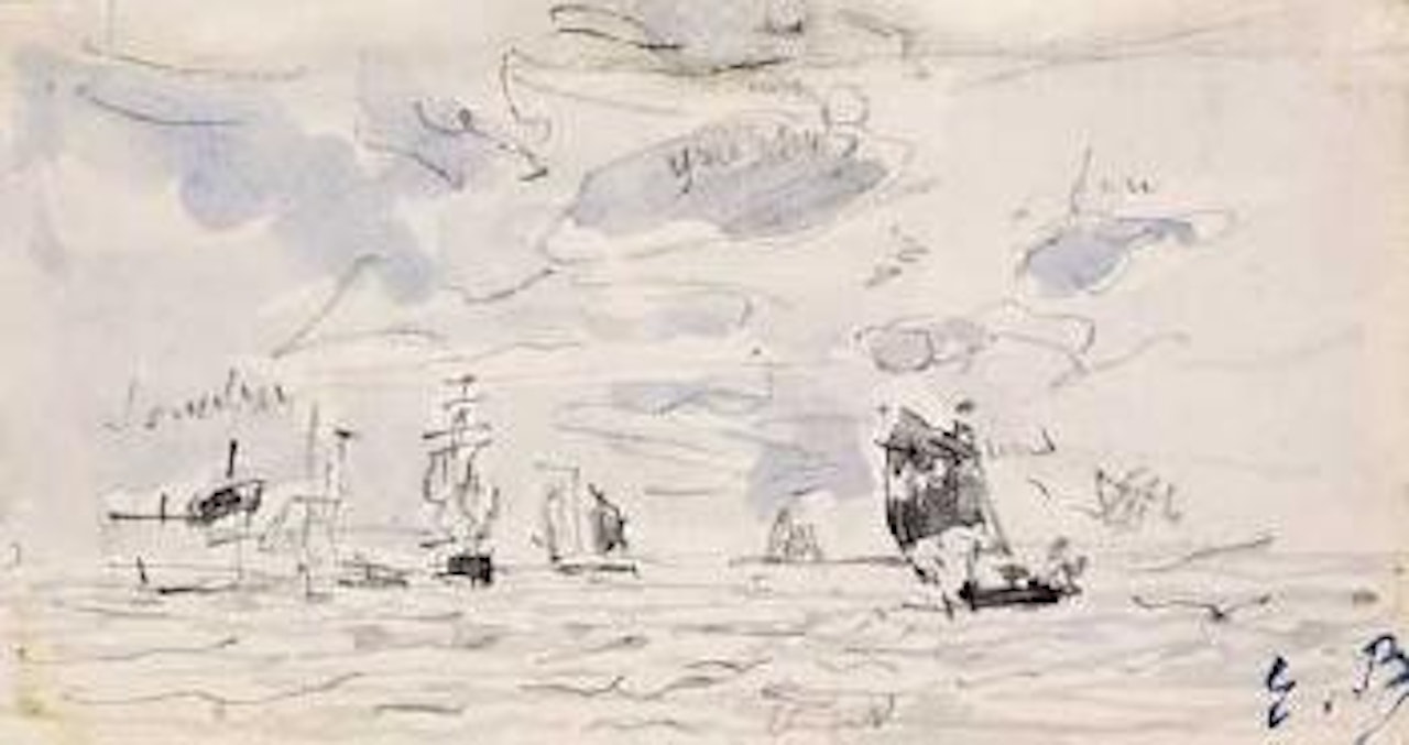 Voiliers au large by Eugène Boudin