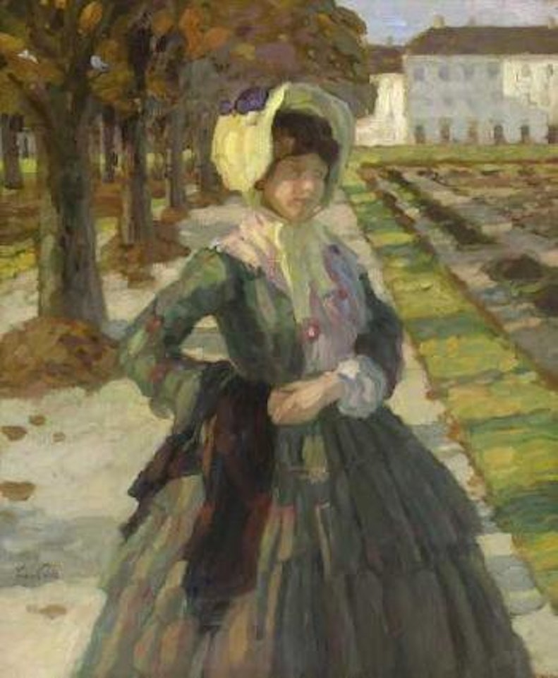 Dame im Park (Putz 254) by Leo Putz