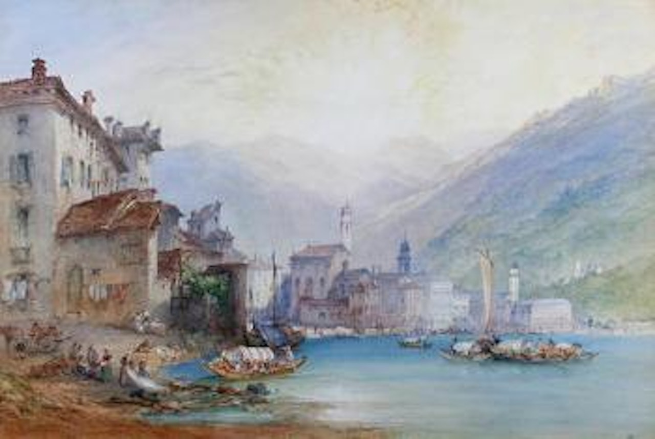 View of the town and Lake Lugano by William Callow