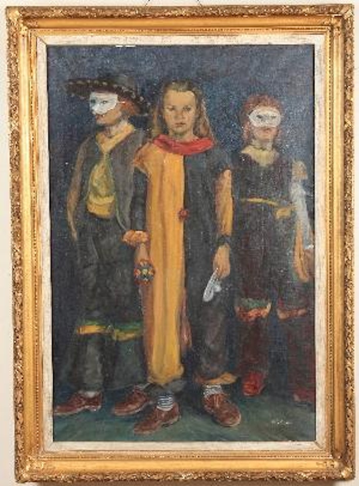 Three children as masqueraders by Walter Emerson Baum