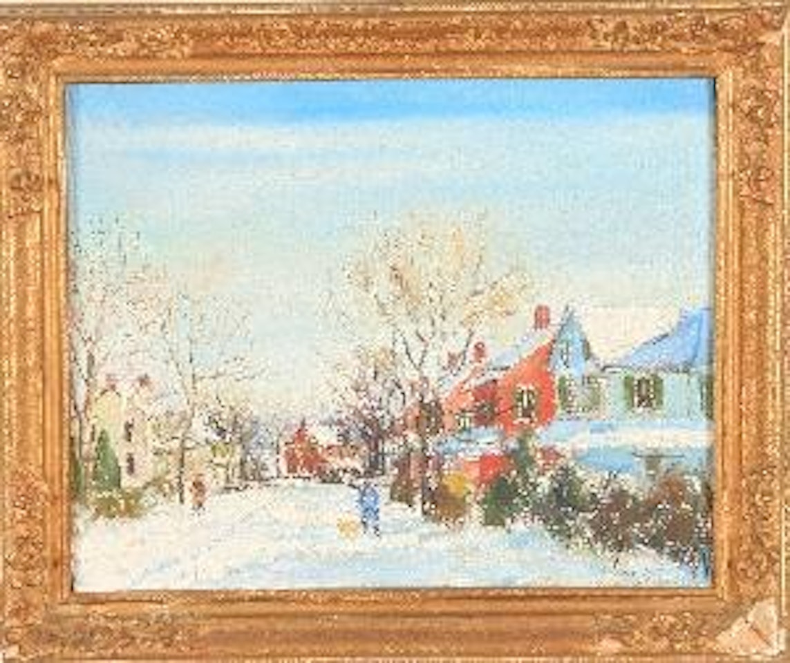Sellersville Street, winter landscape by Walter Emerson Baum