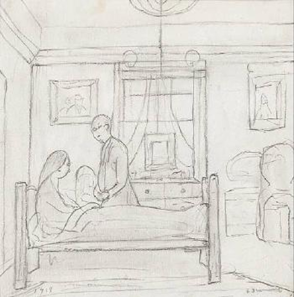 Doctor and patient by Laurence Stephen Lowry