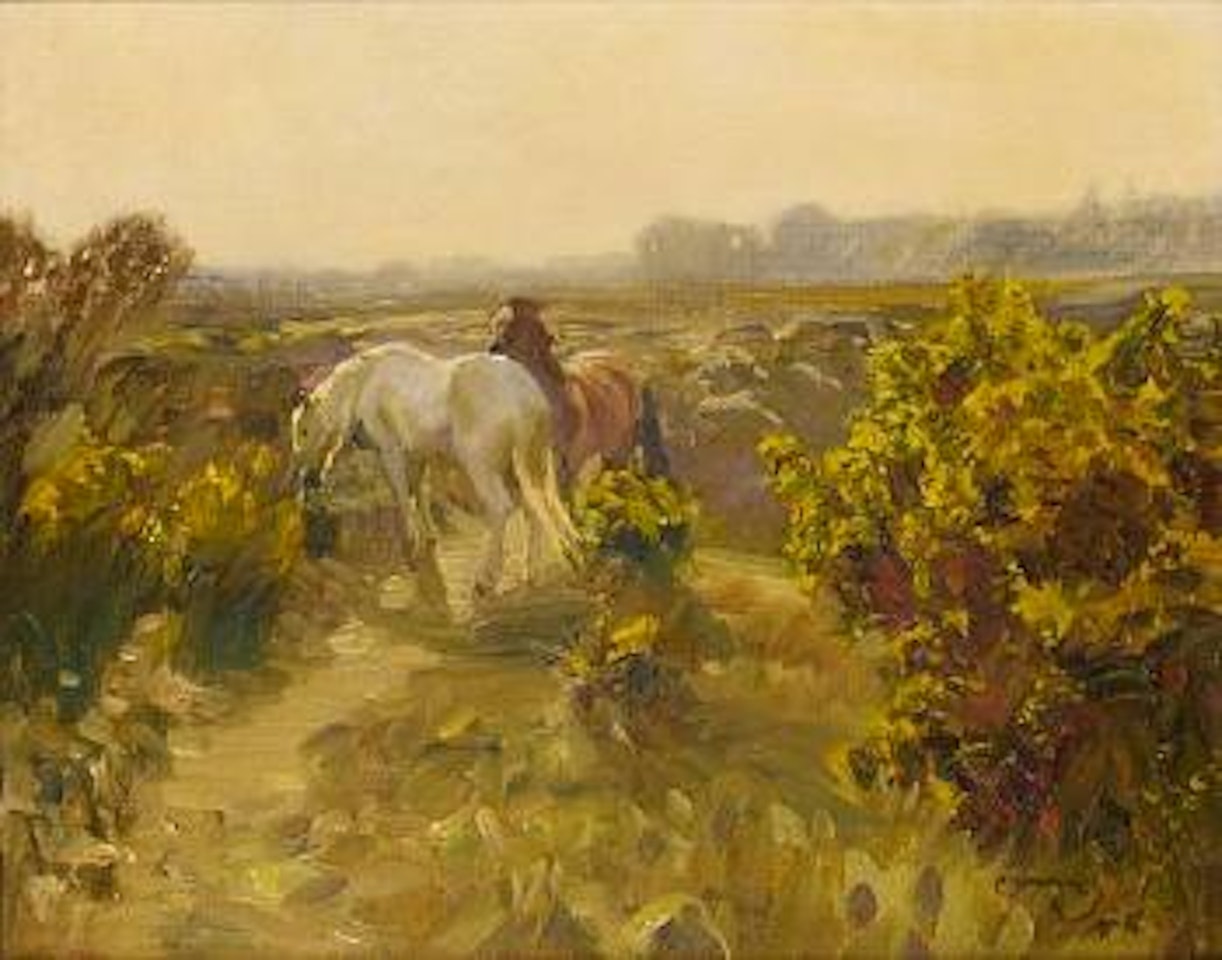 Ponies and Gorse by Alfred James Munnings