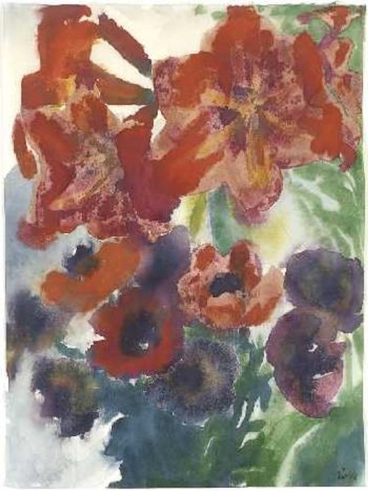 Amaryllisblüten und Anemonen by Emil Nolde