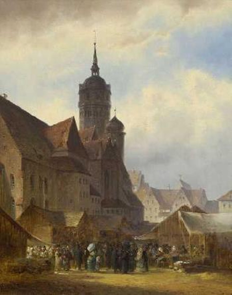 Leipzig, Markt bei der Nikolaikirche by Anton Doll