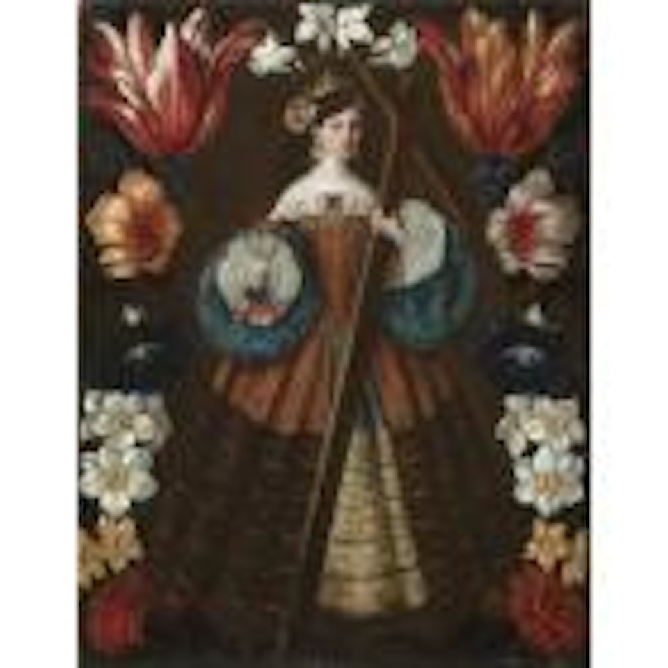 Saint Helena surrounded by a garland of flowers by Spanish School