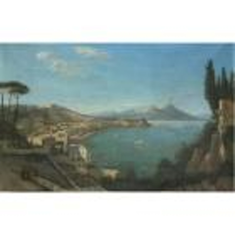 Naples, a view of the bay from Mergellina, with the Certosa di San Martino and Santa Lucia with Mount Vesuvius beyond by Neapolitan School