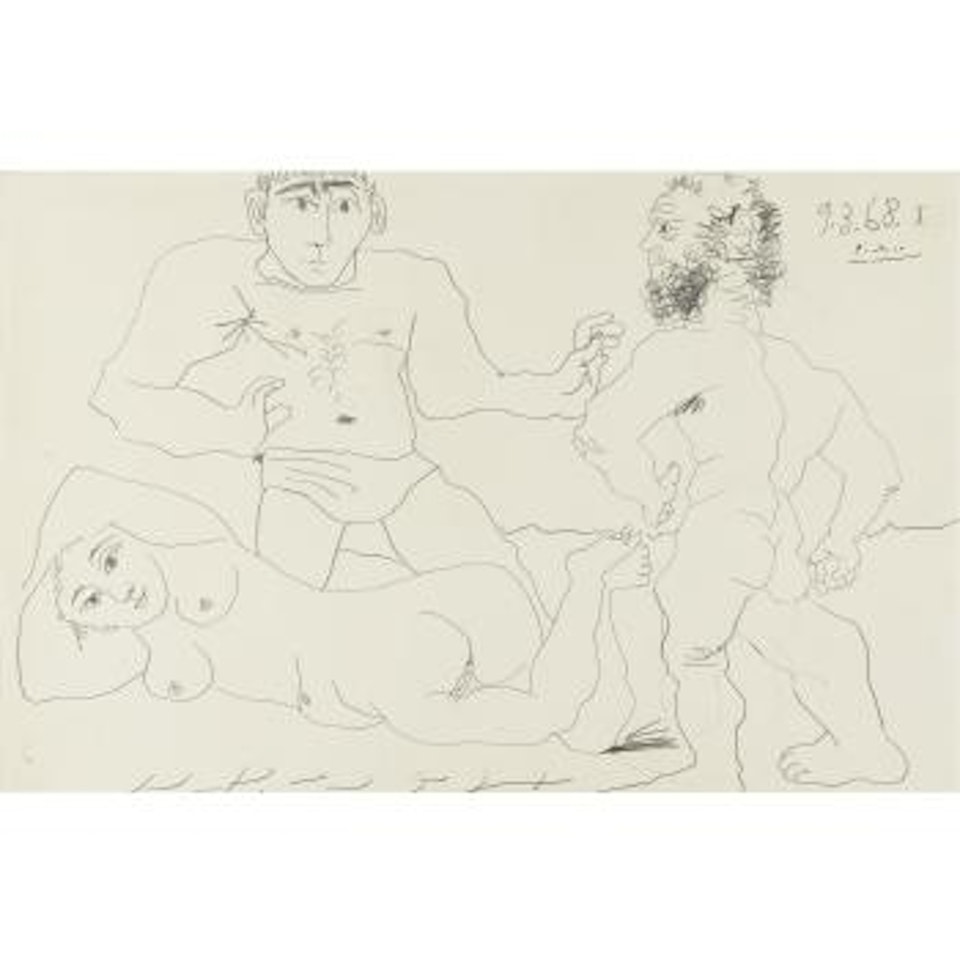 Nu couché et deux hommes by Pablo Picasso