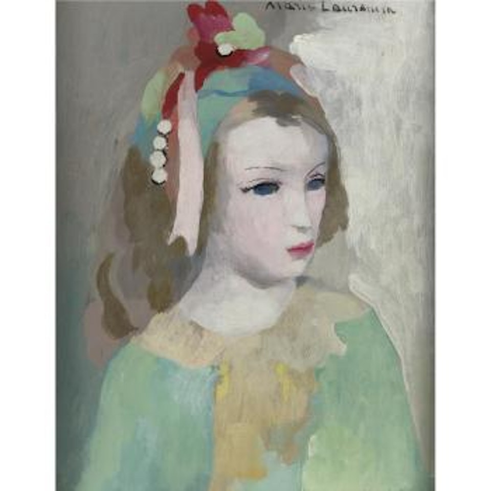Jeune fille avec fleurs et perles dans les cheveux by Marie Laurencin