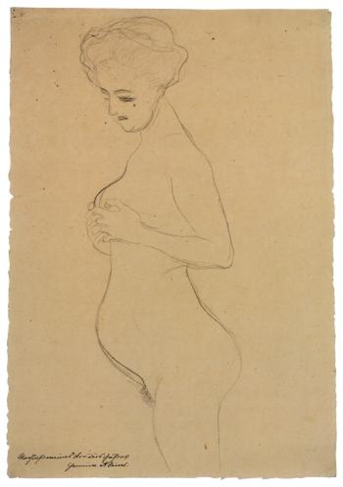Schwangere mit den Händen die Brust umfassend by Gustav Klimt