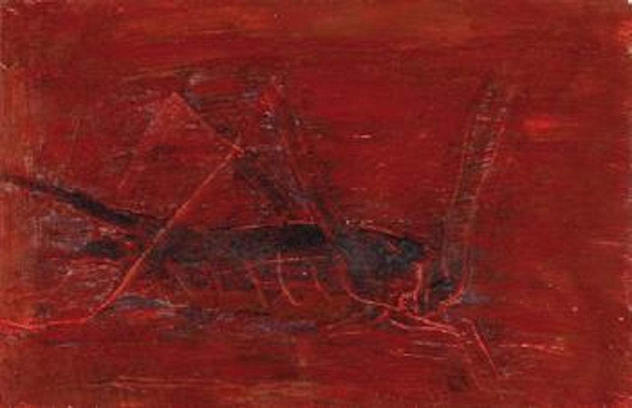 Engraved cricket in red by Francisco Toledo
