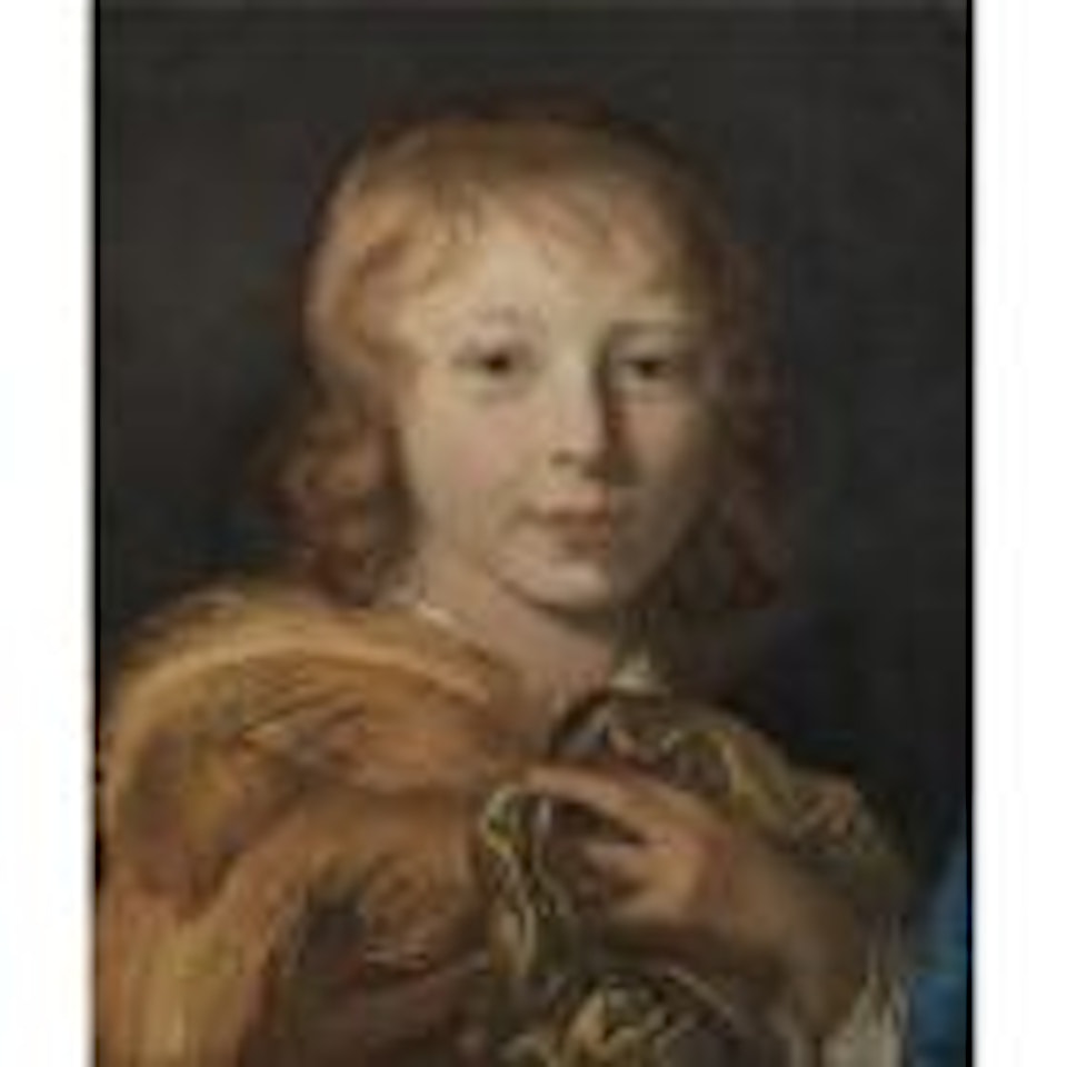 Portrait of William II of Orange-Nassau (1626-1650) as a child, head and shoulders, holding a feathered cap by Jacob van Loo