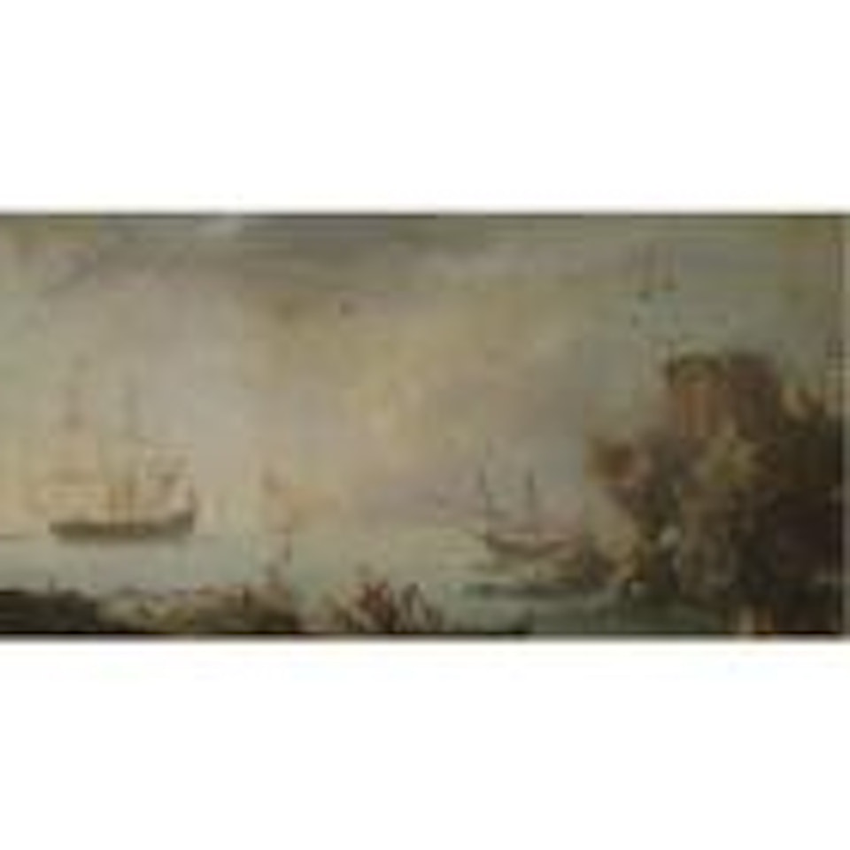 A Mediterranean harbour scene with fishermen selling their wares in the foreground by Claude Joseph Vernet
