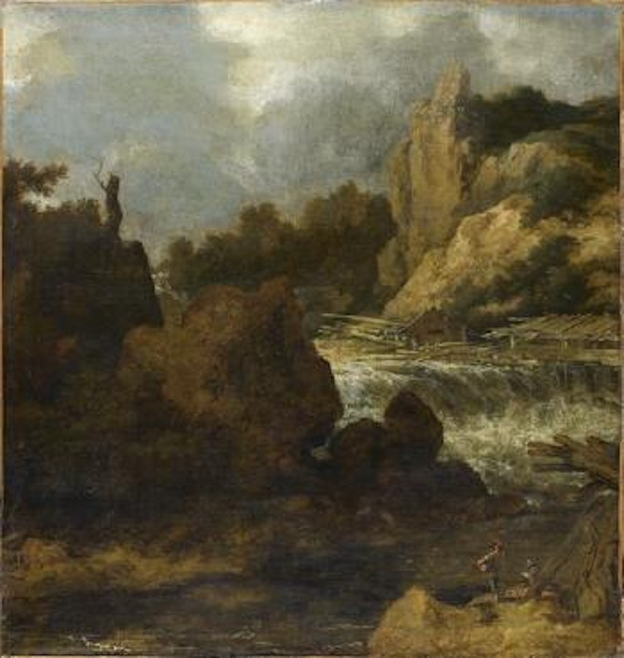 Dessinateurs devant une cascade en Norvège by Allart van Everdingen