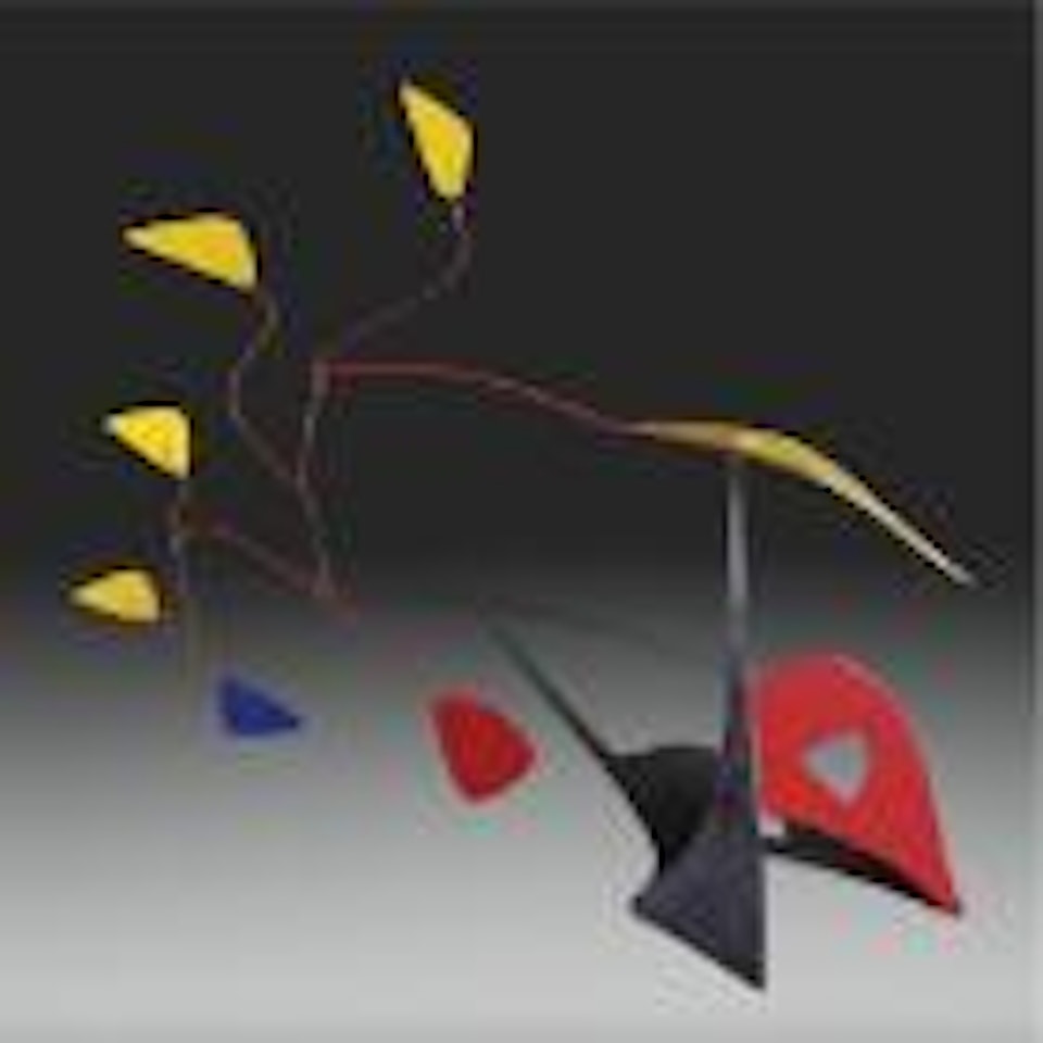 Six leaves and brass on red and black by Alexander Calder