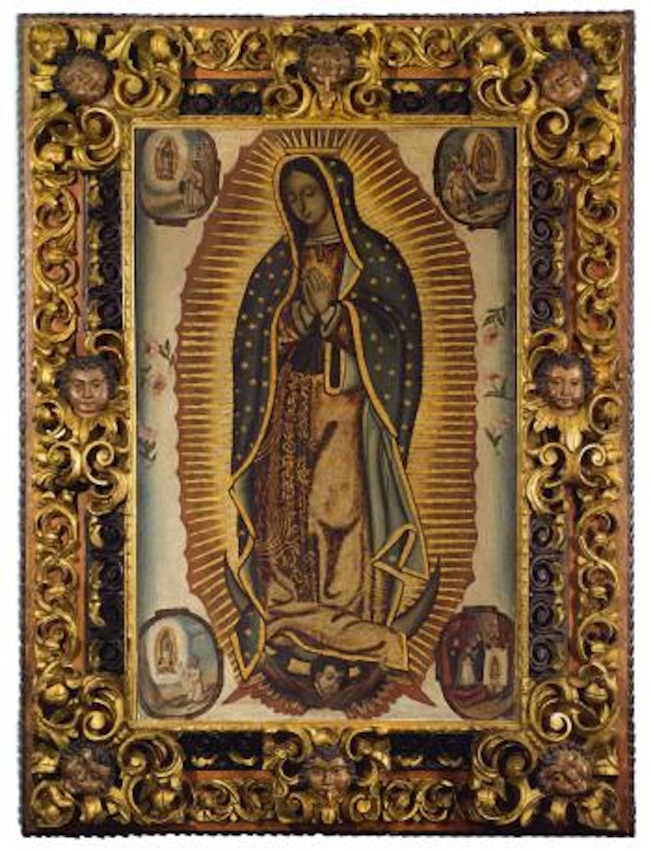 Virgin of the Guadalupe with apparitions by Mexican School