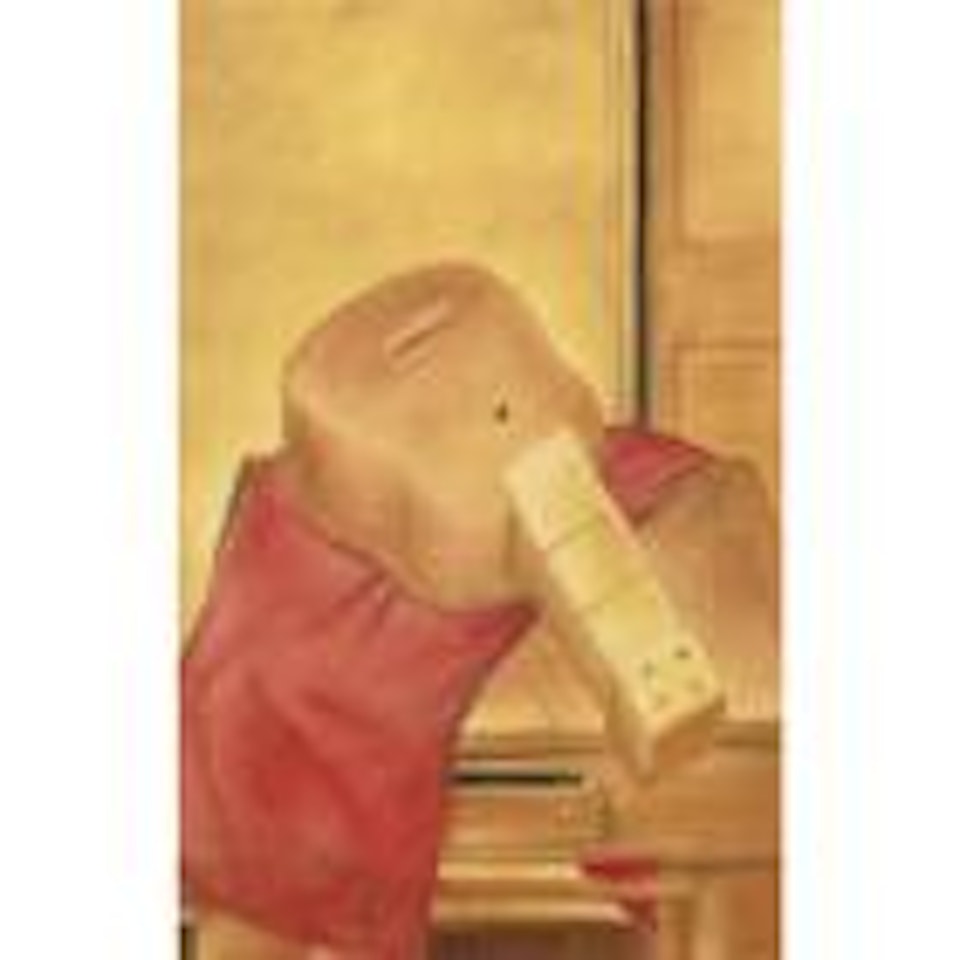 Still life with guitar by Fernando Botero