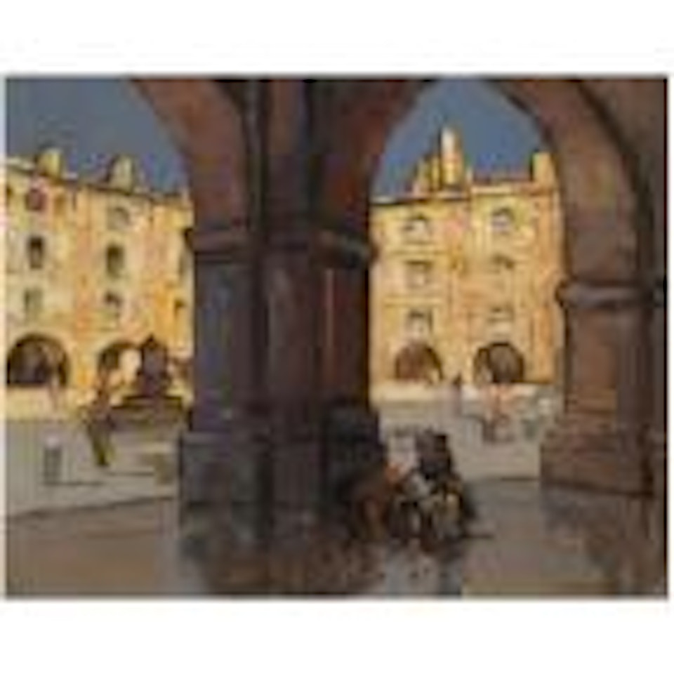 Town square by Georgij Aleksandrovic Lapschin