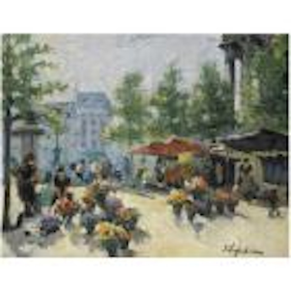 Flower market at the Madeleine, Paris by Georgij Aleksandrovic Lapschin