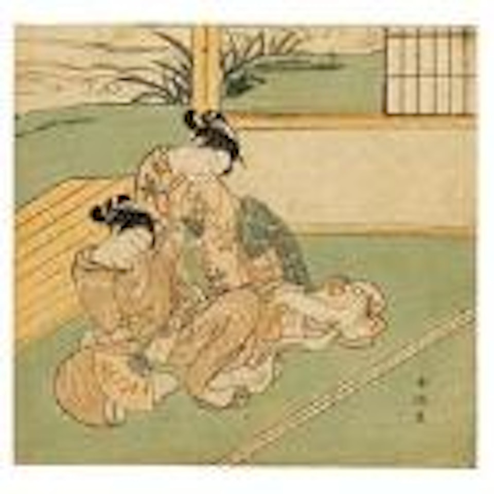 Deux jeunes femmes assises sur un tatami by Suzuki Harunobu