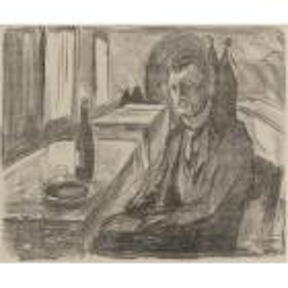 Self Portrait with a bottle of wine (W. 712) by Edvard Munch