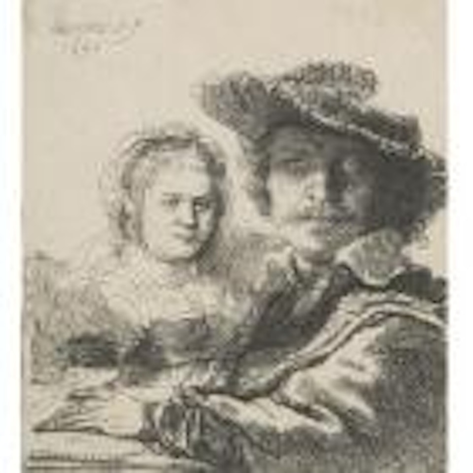 Self portrait with Saskia (B., Holl. 19; H. 144; BB. 36-A) by Attributed to Rembrandt Harmensz van Rijn