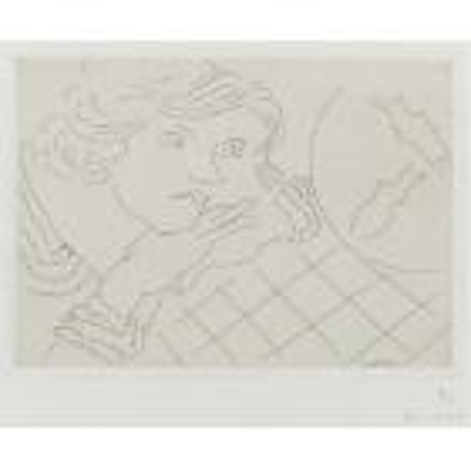 Jeune femme, poissons rouge et nappe à carreaux (D. 176) by Henri Matisse