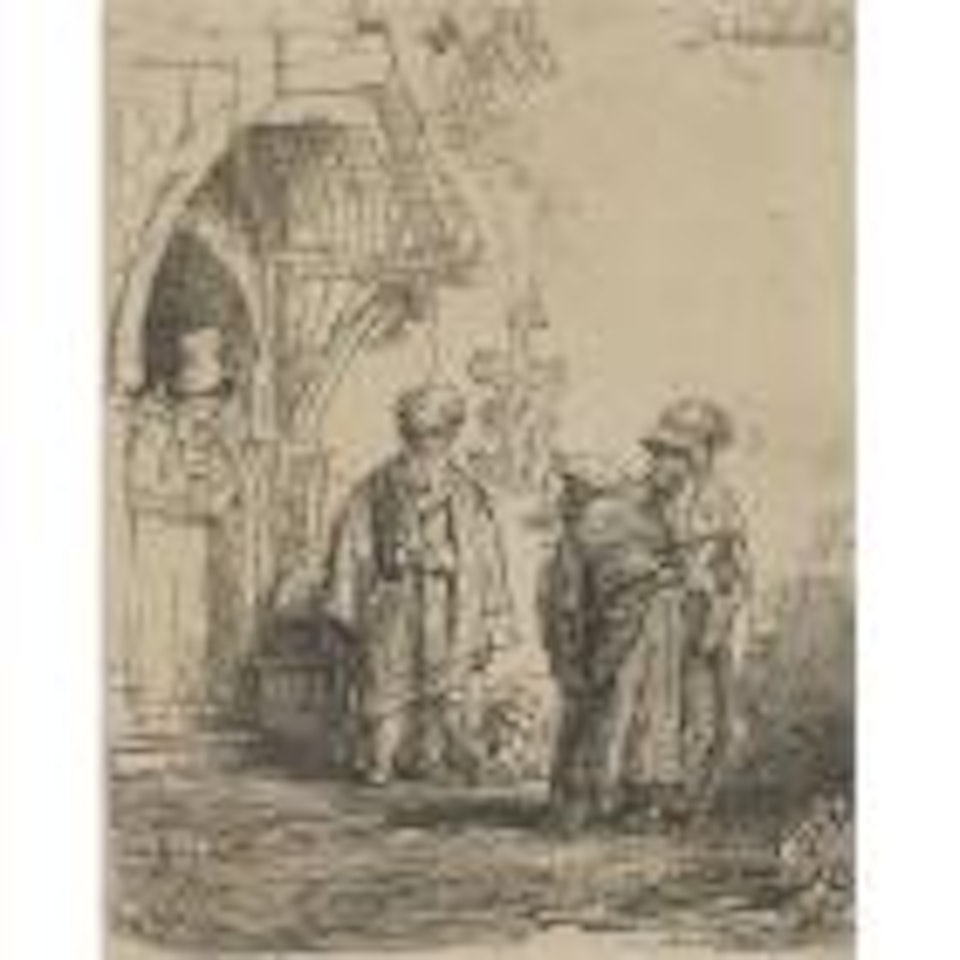 Three Oriental Figures (Jacob and Laban?) (B., HOLL. 118; H. 183; BB.41-F) by Attributed to Rembrandt Harmensz van Rijn