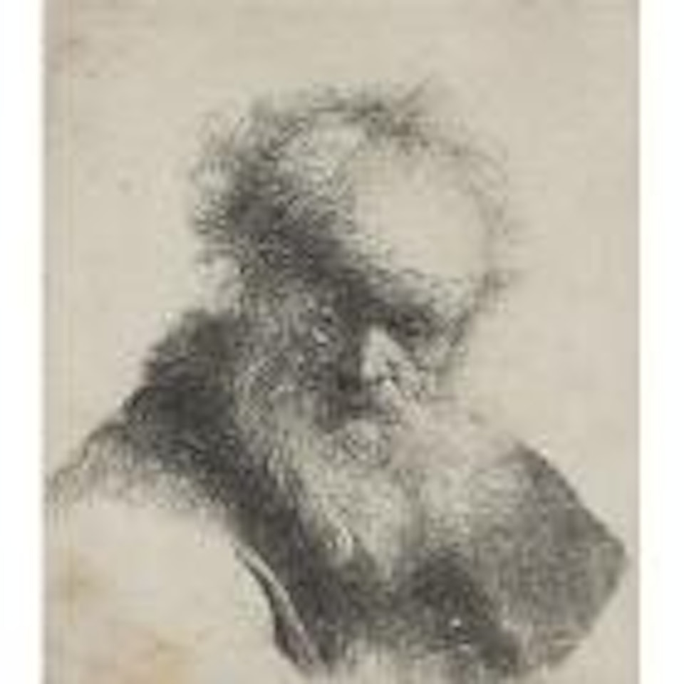 Bust of an old man with flowing beard and white sleeve (B., HOLL. 291; H. 26; BB.30-10) by Attributed to Rembrandt Harmensz van Rijn