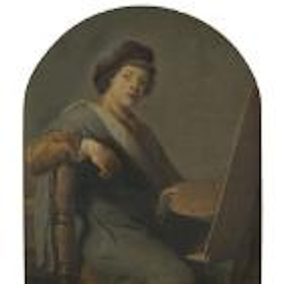 Self portrait of an artist, seated at an easel by Dutch School