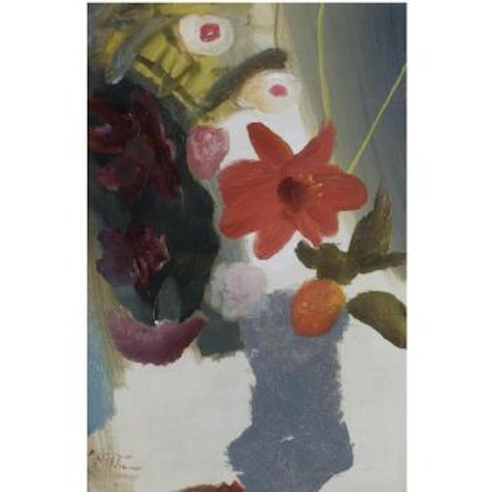 Summer flowers in a grey jug by Ivon Hitchens