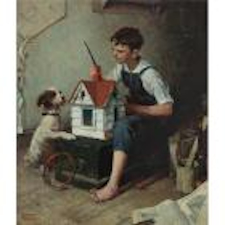 Painting the little house by Norman Rockwell