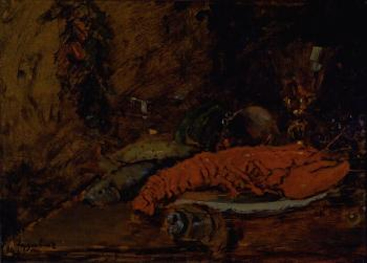 Stilleben mit Hummer und Fischen by Albin Egger-Lienz