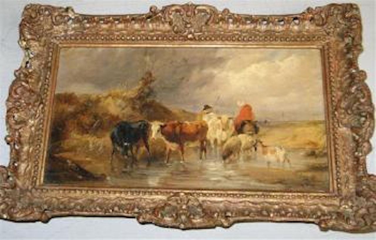 Figures with cattle by Thomas Sidney Cooper