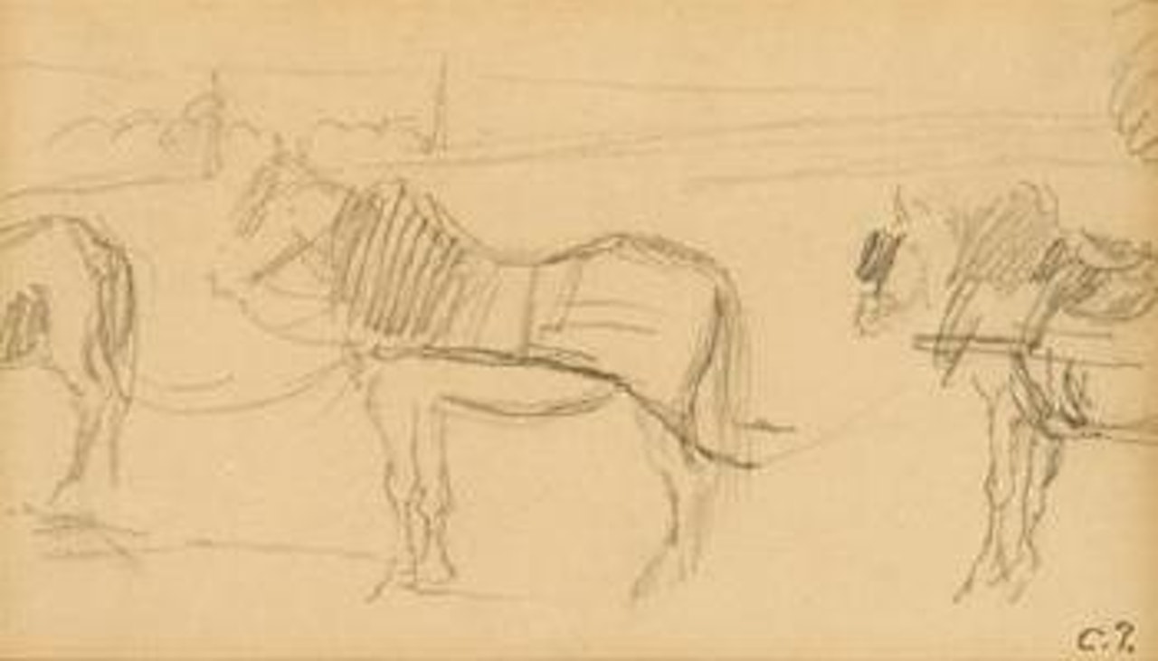 Carriage horses by Camille Pissarro