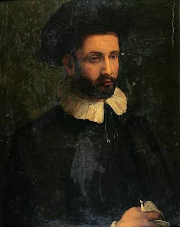 A portrait of a gentleman wearing a hat by Francesco Salviati
