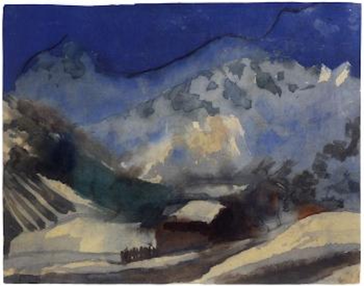 Verschneite Alpenlandschaft und ein Berghaus (Schweiz) by Emil Nolde