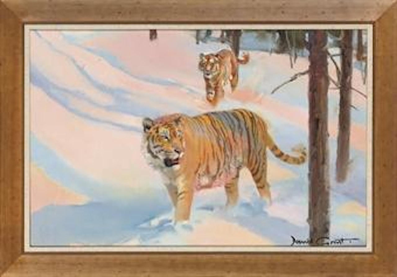 Tigers in the snow by Donald Grant