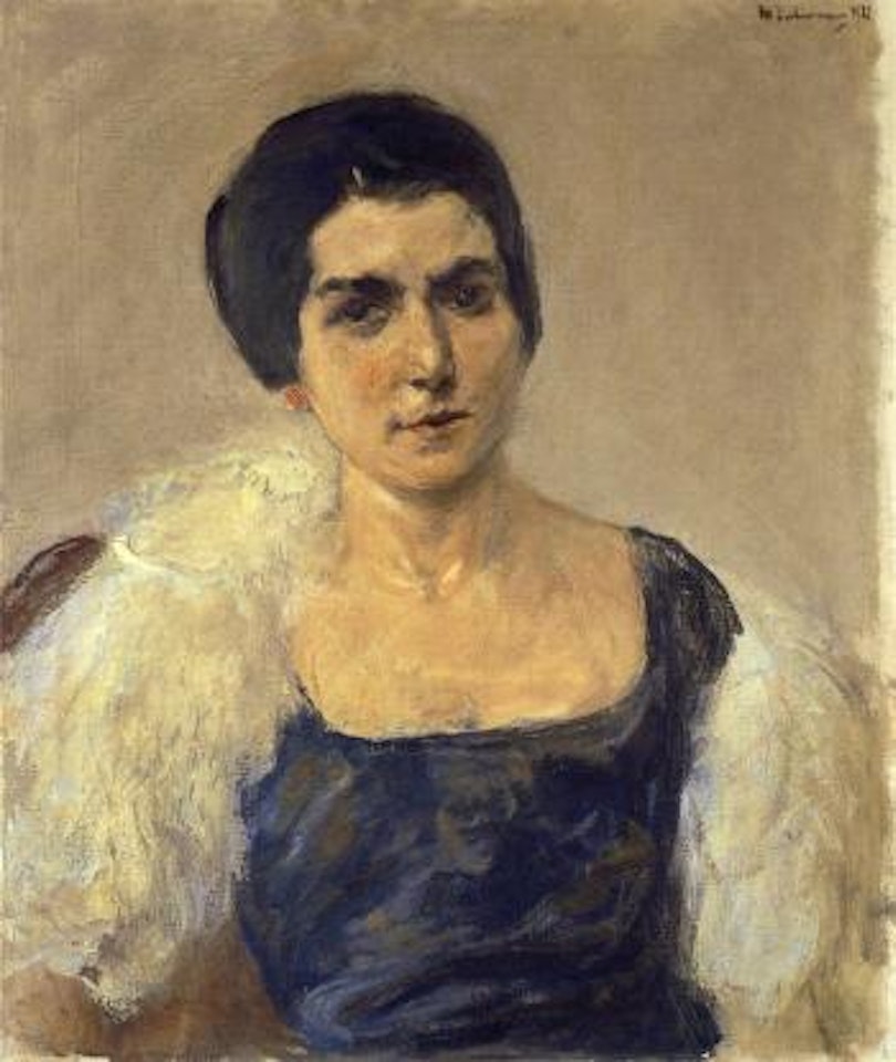 Portrat einer unbekannten Dame mit Federboa by Max Liebermann