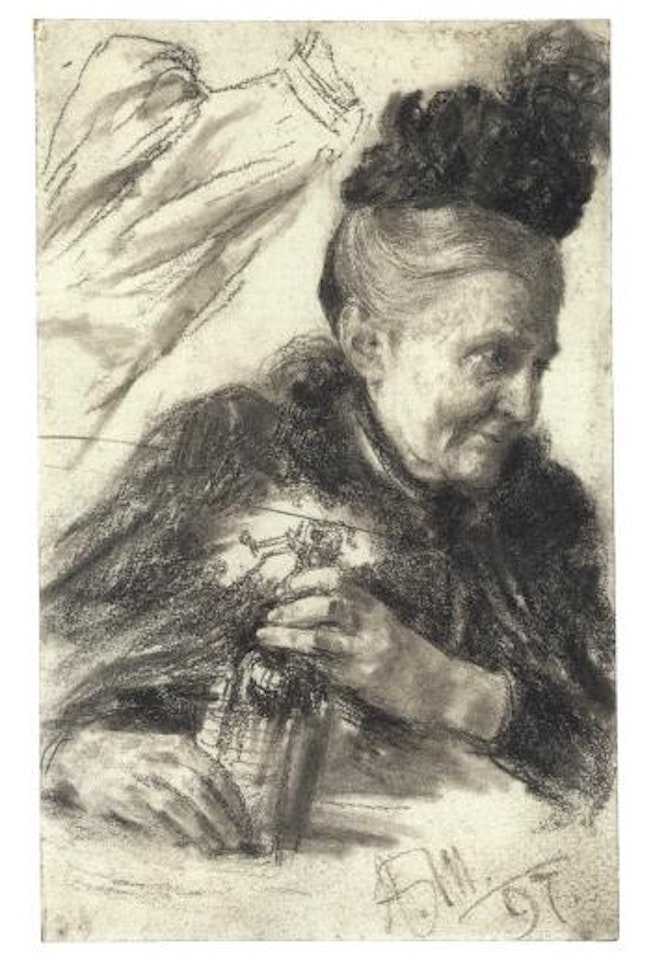 Frau mit Syphonflasche by Adolph Menzel