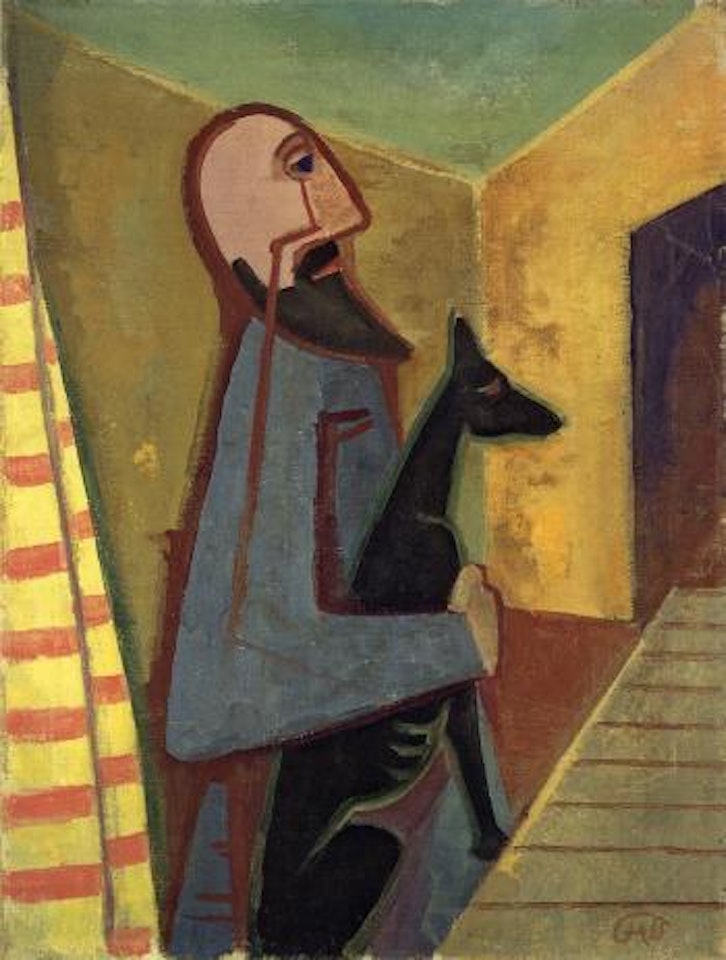 Mann mit Hund (Bartiger Mann mit Schaferhund) by Karl Hofer