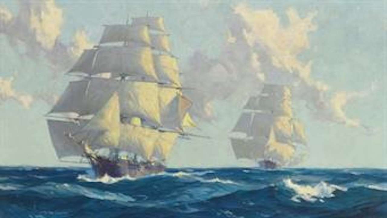 Clipper Ships Racing Neck and Neck by Gordon Grant