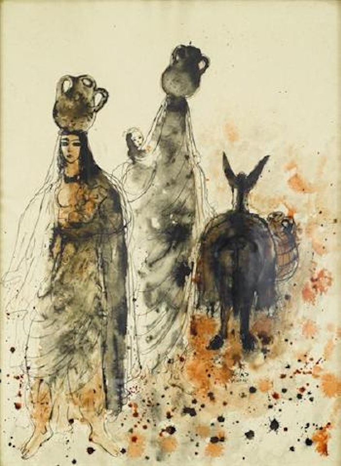 Carrying pots by Reuven Rubin