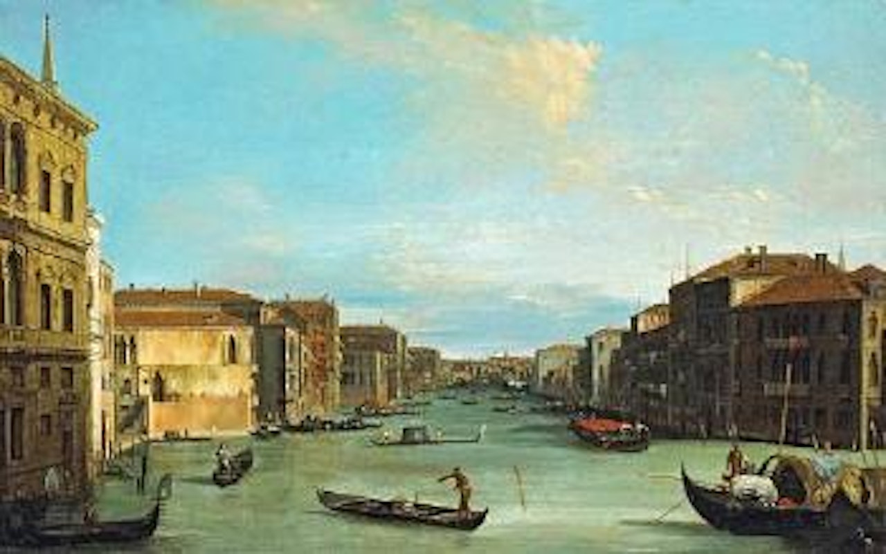 A view of the Grand Canal looking north-east from the Palazzo Balbi to the Rialto Bridge by Canaletto
