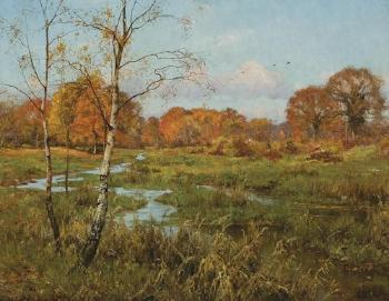 Winding creek in autumn by Edward Wilkins Waite